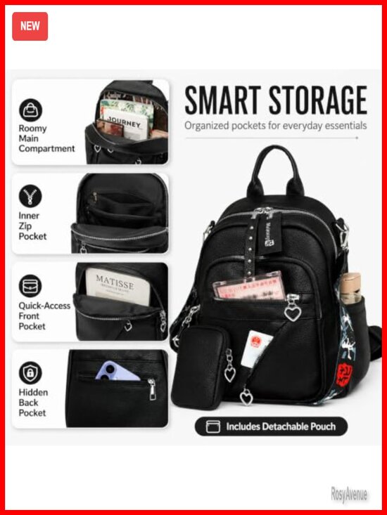 Convertible Vegan Leather Backpack Purse 3-way Carry Fits Tablet main image 4